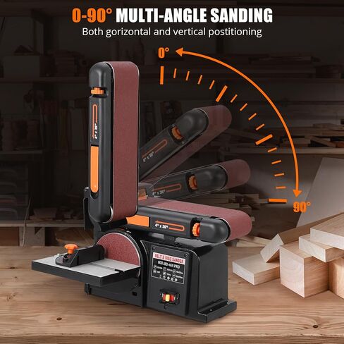 Powerful Benchtop Sander for Woodworking, 4" x 36" Belt Sander with 6 In Sanding Disc, 4.3 AMP Adjustable Sanding Belts Machine with Iron Base in Saudi Arabia