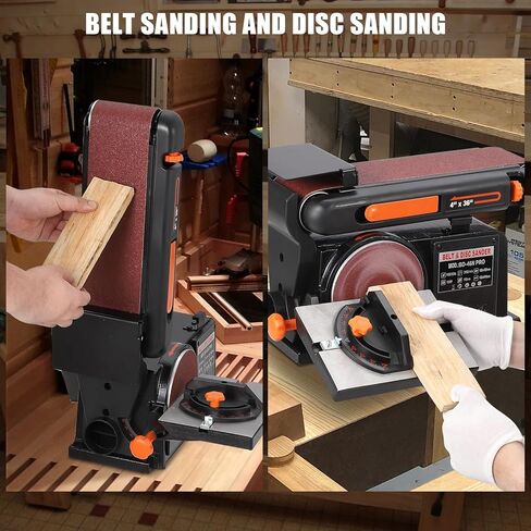 Powerful Benchtop Sander for Woodworking, 4" x 36" Belt Sander with 6 In Sanding Disc, 4.3 AMP Adjustable Sanding Belts Machine with Iron Base in Saudi Arabia