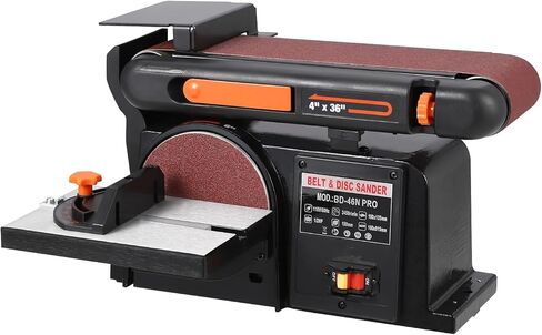 Powerful Benchtop Sander for Woodworking, 4" x 36" Belt Sander with 6 In Sanding Disc, 4.3 AMP Adjustable Sanding Belts Machine with Iron Base in Saudi Arabia