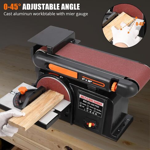 Powerful Benchtop Sander for Woodworking, 4" x 36" Belt Sander with 6 In Sanding Disc, 4.3 AMP Adjustable Sanding Belts Machine with Iron Base in Saudi Arabia