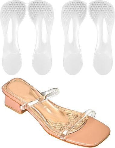 3/4 High Heel Cushion Insoles, Self-adhesive Arch Support Inserts for Flat Feet and Arch Pain Relief, Gel Shoe Inserts for Sandal, Flats and High Heels (2 Pairs, Transparent, Women's 5-9) in Saudi Arabia