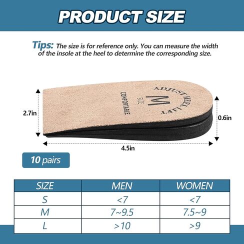 Panitay 10 Pair Adjustable Orthopedic Heel Lift Height Increase Insole Orthopedic Shoe Lifts Men Women Heel Lifts for Achilles Tendonitis Heel Cushions for Heel Relief, Length Discrepancies (Large) in Saudi Arabia