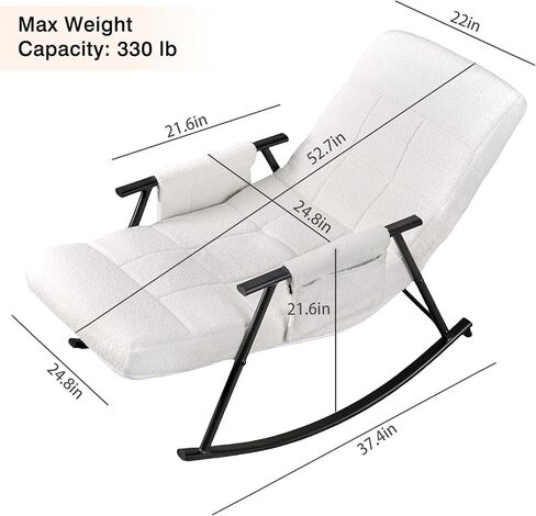 كرسي هزاز للحضانة عالي الظهر من VECELO مع مسند للقدمين، كرسي هزاز منجد منجد، كرسي بذراعين مريح، مقعد مبطن، جيوب جانبية قابلة للإزالة لغرفة المعيشة، غرفة النوم، الشرفة، رمادي in Kuwait