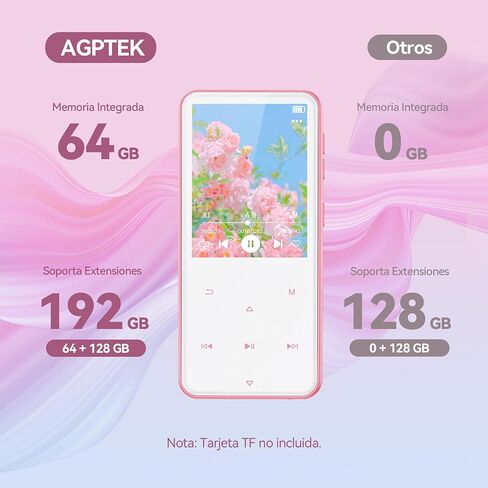 AGPTEK 64GB MP3 Player with Bluetooth, M3 2.4'' Player with Speaker | with FM Radio, Touch Buttons, Supports Up to 128GB(Purple) in Saudi Arabia