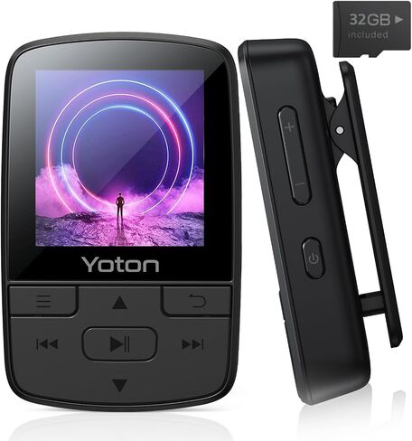 مشغل MP3 YOTON مع بلوتوث 5.2، مشغل موسيقى HiFi صغير بسعة 32 جيجابايت مع مشبك رياضي، مشغل MP3 محمول للأطفال مع زر صوت مستقل، راديو FM، سماعات أذن متضمنة in Kuwait