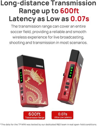 نظام نقل الفيديو اللاسلكي Shimbol TP MINI مع حامل الحذاء الساخن، جهاز إرسال واستقبال HDMI نطاق نقل 600 قدم 0.07 ثانية تصميم حلقة HDMI منخفضة الكمون in Kuwait