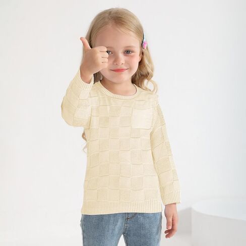 Viworld Toddler Girl Knit Sweater Blouse Pullover Warm Crewneck Long Sleeve Tops for Toddler Boy Fall Winter Clothes in Kuwait