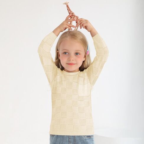 Viworld Toddler Girl Knit Sweater Blouse Pullover Warm Crewneck Long Sleeve Tops for Toddler Boy Fall Winter Clothes in Kuwait