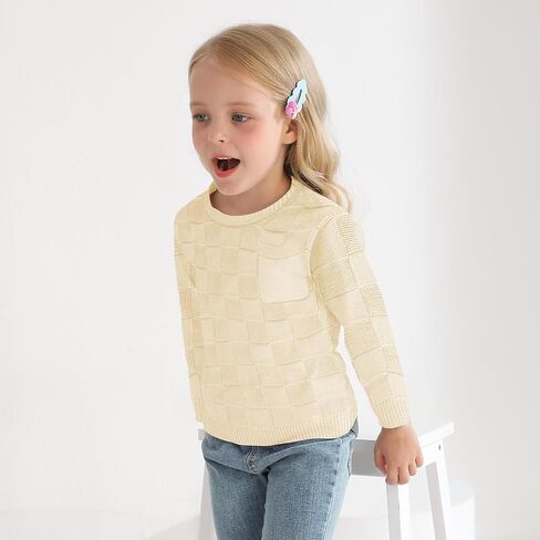 Viworld Toddler Girl Knit Sweater Blouse Pullover Warm Crewneck Long Sleeve Tops for Toddler Boy Fall Winter Clothes in Kuwait