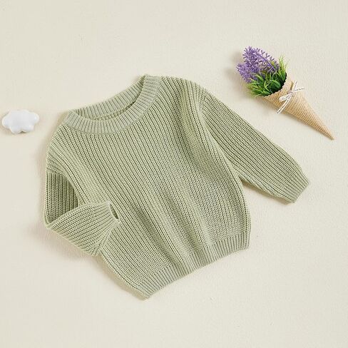 Newborn Toddler Baby Girl Boy Knit Sweater Round Neck Sweatshirt Long Sleeve Tops Pullover Fall Winter Clothes in Saudi Arabia