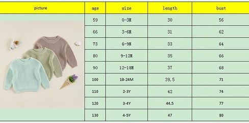 Newborn Toddler Baby Girl Boy Knit Sweater Round Neck Sweatshirt Long Sleeve Tops Pullover Fall Winter Clothes in Saudi Arabia