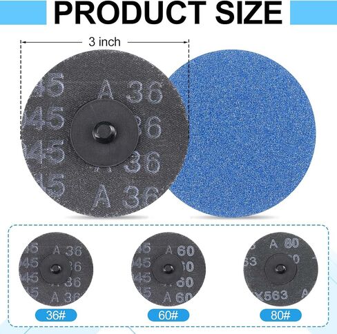 150 Pcs 3 Inch Sanding Discs Quick Change Zirconia Roll Lock Sanding Disc Assorted Grits 36 60 80 for Die Grinder Surface Strip Grind Polish Finish Burr Rust Paint Removal in Saudi Arabia