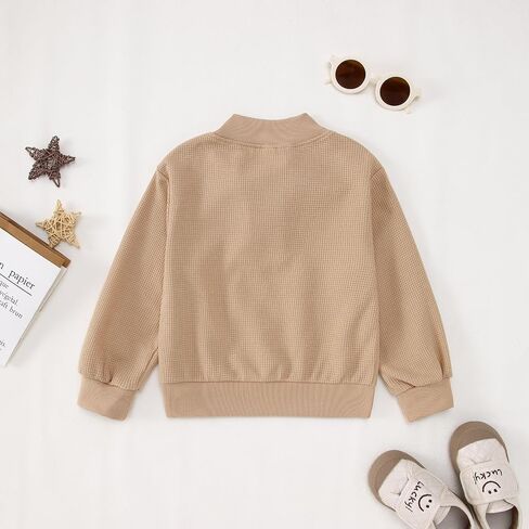Toddler Baby Boys Sweatshirt Tops Waffle Knit Button-Down Collar Blouse Long Sleeve Shirt Kids Fall Winter Clothes in Saudi Arabia
