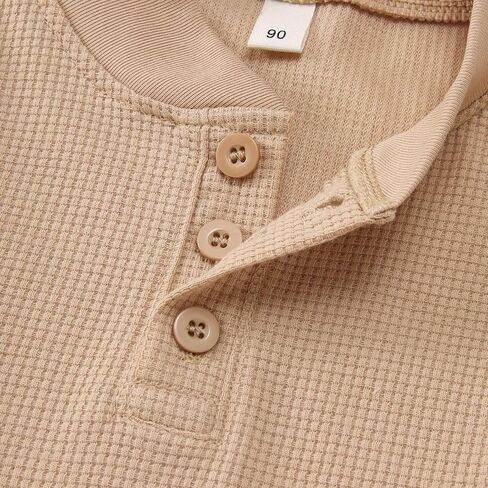 Toddler Baby Boys Sweatshirt Tops Waffle Knit Button-Down Collar Blouse Long Sleeve Shirt Kids Fall Winter Clothes in Saudi Arabia