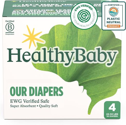 Our Diapers | EWG Verified Safe & Plant-Based Diapers | Absorbent for Leak Protection | Soft Organic Cotton Shell | Chlorine-Free Diaper for Sensitive Skin | Size 4 (50 Diapers) in Saudi Arabia