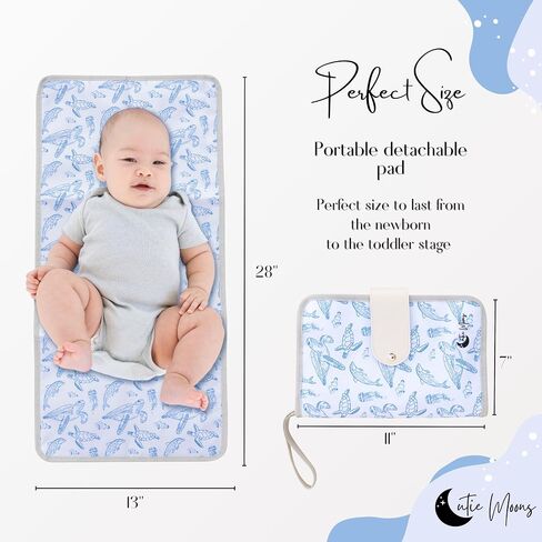 Portable Changing Pad - Waterproof Travel Changing Pad for Baby - includes Pockets for Wipes, Diapers and Cream - Baby Shower Gifts- Newborn Girl & Boy- Baby Essentials in Saudi Arabia