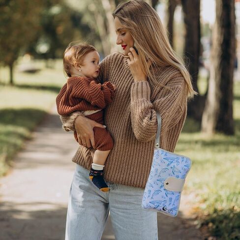 Portable Changing Pad - Waterproof Travel Changing Pad for Baby - includes Pockets for Wipes, Diapers and Cream - Baby Shower Gifts- Newborn Girl & Boy- Baby Essentials in Saudi Arabia