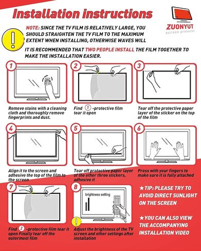 فيلم مضاد للوهج للتلفزيون، مرشح الوهج والضوء الأزرق، فيلم مضاد للوهج 43، فيلم شاشة الضوء الأزرق الوهج 43 بوصة، واقي شاشة تلفزيون 43 بوصة، سدادة وهج التلفزيون 43 بوصة in Kuwait