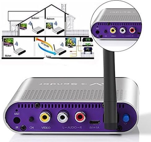 Wireless av Transmitter and Receiver measy AV530 TV Transmitter and Receiver up to 300m/1000ft to Camera,Monitor,TV - Silver, RCA Extender in Kuwait