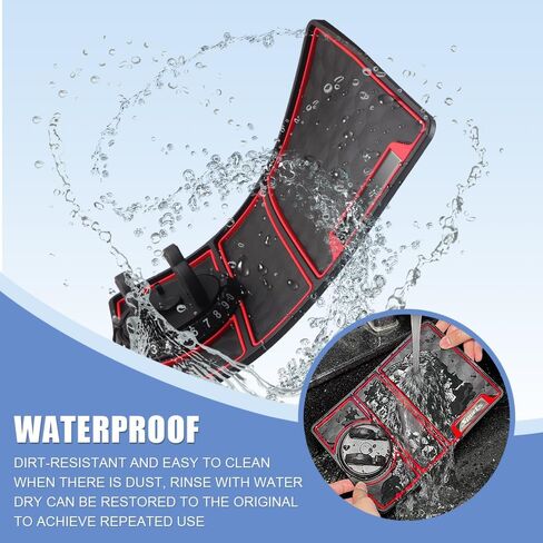 Car Anti Slip Mat Dashboard Tray Decorations Sticky Pad 4 in 1 Multi Functional with 360° Rotating Universal Phone Pad Holder+Number Plate, Washable Car Dash Mat(Black&Red) in Saudi Arabia