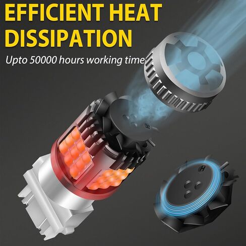 3156 3157 لمبة LED بيضاء 6000K ضوء عكسي 300% أكثر سطوعًا 3056 3057 4157 3047 4057 3457 مصابيح LED تناسب الضوء الخلفي، ضوء احتياطي، DRL، ضوء انتظار الفرامل، حزمة من 2 in Kuwait