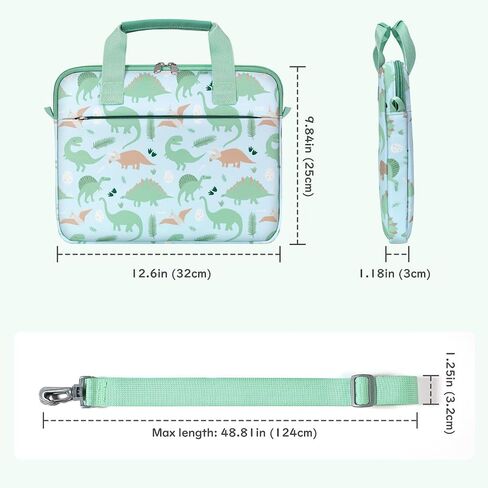 Tablet Bag for Kids, 12.5 Inch Portable Kids Tablet Sleeve Carrying Case with Handle & Shoulder Strap, Fits All-new Fire HD 10 Kids/Fire HD 10 Kids Pro 13th/11th Gen 2023/2021, Green Dinosaur in Kuwait