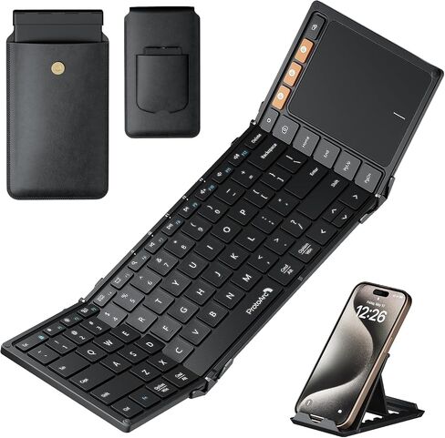ProtoArc Foldable Keyboard with Touchpad, XK01 TP Folding Portable Keyboard, Full Size Keys, Large Trackpad Bluetooth Travel Keyboard for iPad, iPhone, Laptop PC Tablets -Black in Saudi Arabia