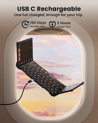 ProtoArc Foldable Keyboard with Touchpad, XK01 TP Folding Portable Keyboard, Full Size Keys, Large Trackpad Bluetooth Travel Keyboard for iPad, iPhone, Laptop PC Tablets -Black in Saudi Arabia