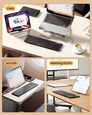 ProtoArc Foldable Keyboard with Touchpad, XK01 TP Folding Portable Keyboard, Full Size Keys, Large Trackpad Bluetooth Travel Keyboard for iPad, iPhone, Laptop PC Tablets -Black in Saudi Arabia
