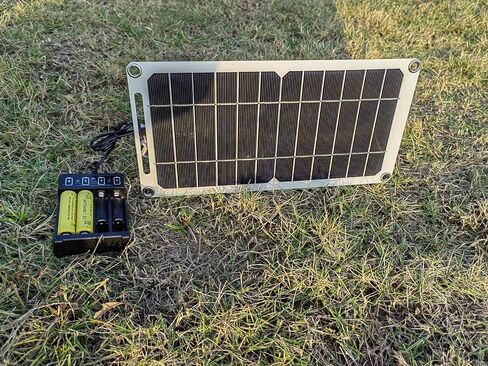 HUYINGC Solar power Charger with 6 Watt Portable Solar Panel for 1.2V AA & AAA Ni-MH Ni-CD Household Rechargeable Batteries and with 5V USB Output for cellphone or other Batteries needed charging-Blac in Saudi Arabia