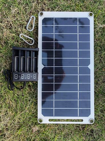 HUYINGC Solar power Charger with 6 Watt Portable Solar Panel for 1.2V AA & AAA Ni-MH Ni-CD Household Rechargeable Batteries and with 5V USB Output for cellphone or other Batteries needed charging-Blac in Saudi Arabia