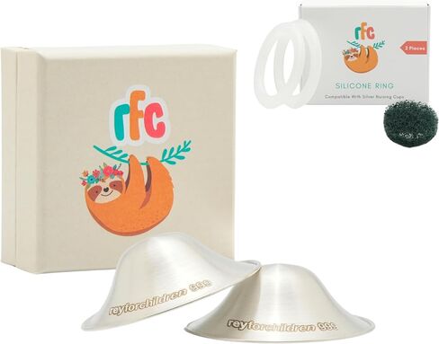 أكواب رضاعة فضية من RFC - وسادة رضاعة فضية 999 - مجموعة درع الحلمة لحديثي الولادة - أساسيات الرضاعة الطبيعية - غطاء الحلمة للرضاعة الطبيعية - مع حلقة سيليكون وشريط تنظيف وحقيبة (XL) in Saudi Arabia