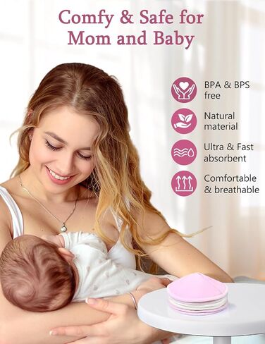 Organic Reusable Nursing Pads 12 Pack,Soft 4 Layers Fabric & Super Absorbent Breathable Breast Pad,Portable Washable Nursing Pads for Breastfeeding Essentials,Waterproof Bag + Wash Bag in Saudi Arabia