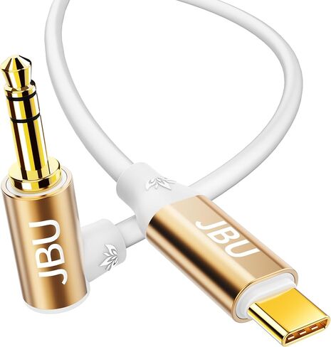 كابل USB C إلى 3.5 ملم صوت Aux جاك [Hi-Fi 4FT] زاوية قائمة من النوع C إلى 3.5 ملم سلك ستيريو للسيارة متوافق مع iPhone 15 Pro Max/15 Plus، Galaxy S23 S24 Ultra iPad Pixel-White in Saudi Arabia
