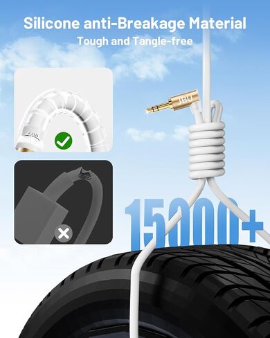 كابل USB C إلى 3.5 ملم صوت Aux جاك [Hi-Fi 4FT] زاوية قائمة من النوع C إلى 3.5 ملم سلك ستيريو للسيارة متوافق مع iPhone 15 Pro Max/15 Plus، Galaxy S23 S24 Ultra iPad Pixel-White in Saudi Arabia