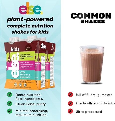 Else Nutrition Plant- Powered Complete Nutrition Shakes for Kids ages 2 plus. Dairy and soy-free, 25 vitamins, minerals, convenient Ready to Drink, Chocolate, 16-pack in Saudi Arabia