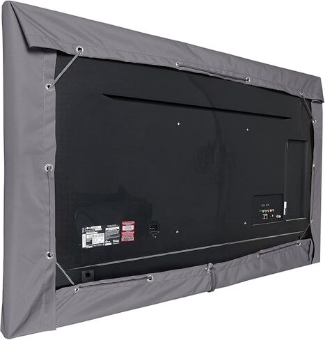 غطاء تلفزيون نصف خارجي من Covermate - مقاسات مختلفة، مادة خفيفة الوزن، مقاوم للطقس والغبار، رباط سحب، أغطية تلفزيون خارجية، حجم شاشة 55-59 بوصة، أسود in Kuwait