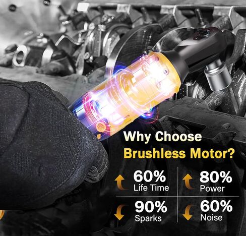 3/8" Cordless Ratchet Wrench Compatible With Dewalt 20V MAX Battery, 74Ft-Lbs Brushless Motor Power Ratchet Wrench with 1/4" Adapter, Power Electric Ratchet drive (Tool Only) in Kuwait