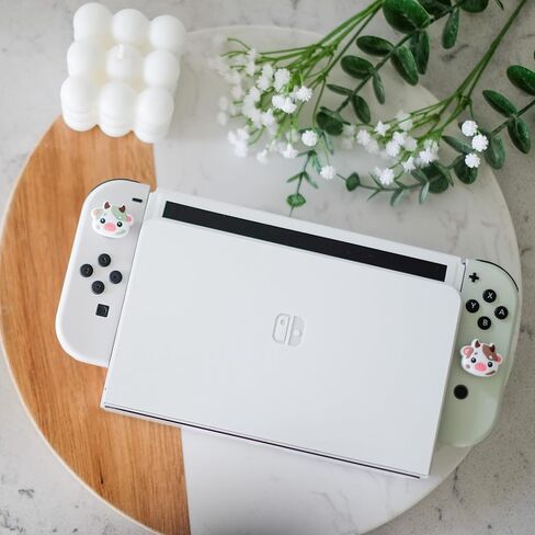قبعات قبضة الإبهام من Cow Switch Joycon، غطاء عصا تحكم سيليكون ناعم لطيف متوافق مع Nintendo Switch/OLED/Switch Lite، أغطية أزرار مقابض عصا تناظرية للتبديل، مجموعة 4 قطع (وردي وأسود) in Saudi Arabia