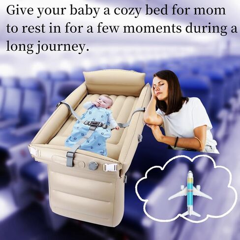 Inflatable Toddler Airplane Bed Baby Travel Bed Airplane Travel Essentials Kids Car Inflatable Bed Travel Portable Crib with Rails Sides Hand Pump Safety Belt and Carry Bag Sets in Saudi Arabia