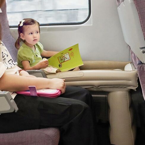 Inflatable Toddler Airplane Bed Baby Travel Bed Airplane Travel Essentials Kids Car Inflatable Bed Travel Portable Crib with Rails Sides Hand Pump Safety Belt and Carry Bag Sets in Saudi Arabia