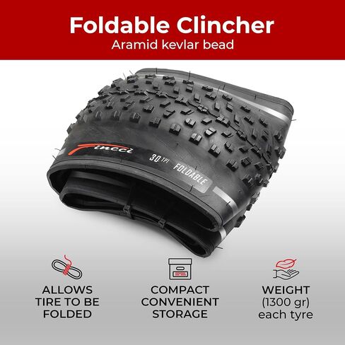 Fincci زوج 26x4.0 إطارات دراجة سميكة 100-559 إطارات قابلة للطي للطرق الجبلية MTB Mud Dirt Offroad Bike Bike - حزمة من 2 in Saudi Arabia