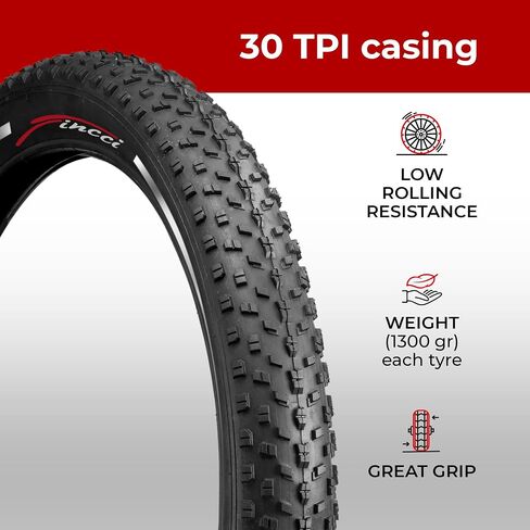 Fincci زوج 26x4.0 إطارات دراجة سميكة 100-559 إطارات قابلة للطي للطرق الجبلية MTB Mud Dirt Offroad Bike Bike - حزمة من 2 in Saudi Arabia