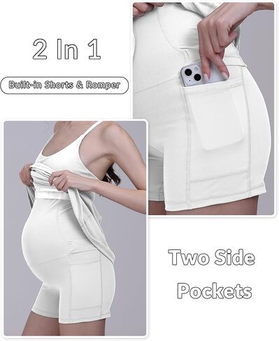 Maternity Tennis Dress Athletic Dress with Built-in Bra & Shorts A-line Workout Golf Dress Pocket Pregnancy Dress in Saudi Arabia