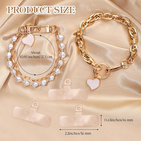 2 Pcs Pearl Beaded Phone Wrist Straps Anti Lost Wrist Lanyard Double Chain Cell Phone Charm with 3 Tether Tab Beaded Wristlet Bracelet for Women Men Phone Wallet Keychain Camera in Saudi Arabia