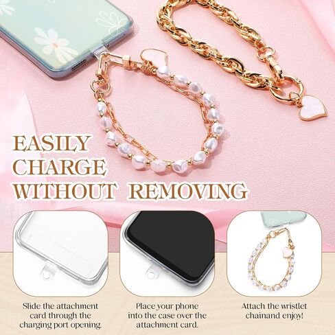 2 Pcs Pearl Beaded Phone Wrist Straps Anti Lost Wrist Lanyard Double Chain Cell Phone Charm with 3 Tether Tab Beaded Wristlet Bracelet for Women Men Phone Wallet Keychain Camera in Saudi Arabia