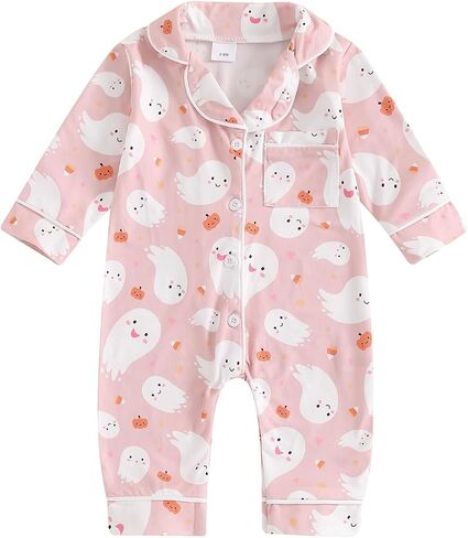 Balaflyie Baby Girl Button Down Pajamas Romper One-Piece Jumpsuit Long Sleeve Sleeper Infant Sleepwear in Saudi Arabia