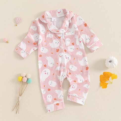 Balaflyie Baby Girl Button Down Pajamas Romper One-Piece Jumpsuit Long Sleeve Sleeper Infant Sleepwear in Saudi Arabia
