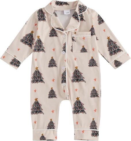 Balaflyie Baby Girl Button Down Pajamas Romper One-Piece Jumpsuit Long Sleeve Sleeper Infant Sleepwear in Saudi Arabia