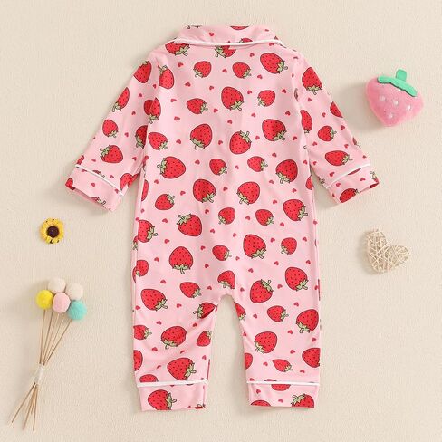 Balaflyie Baby Girl Button Down Pajamas Romper One-Piece Jumpsuit Long Sleeve Sleeper Infant Sleepwear in Saudi Arabia